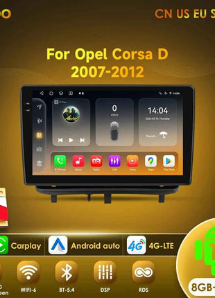 Hizpo Car Radio Multimedia Player For Opel Corsa D 2007-2012 Hatchback Van Wireless CarPlay Android 14 Auto Intelligent System