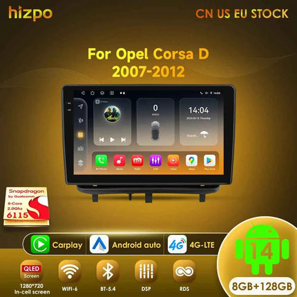 Hizpo Car Radio Multimedia Player For Opel Corsa D 2007-2012 Hatchback Van Wireless CarPlay Android 14 Auto Intelligent System