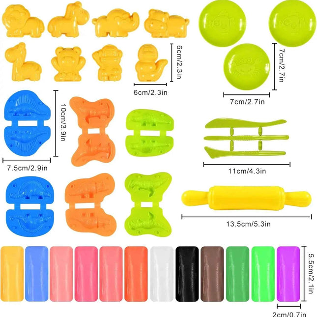 Set di giocattoli in argilla per bambini da 32 pezzi per età 4-6 Strumenti per modellare dinosauri e animali Accessori per impasto creativi Regalo per bambini