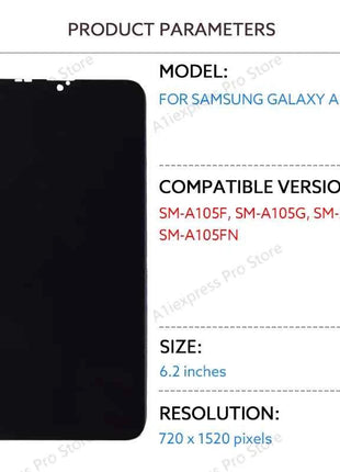 Per Samsung Galaxy A10 A105 Display LCD Touch Screen Digitizer Assembly 6.2 "A105F A105G A105M A105FN LCD Parti di ricambio