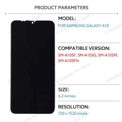 Per Samsung Galaxy A10 A105 Display LCD Touch Screen Digitizer Assembly 6.2 "A105F A105G A105M A105FN LCD Parti di ricambio