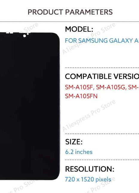 Per Samsung Galaxy A10 A105 Display LCD Touch Screen Digitizer Assembly 6.2 "A105F A105G A105M A105FN LCD Parti di ricambio