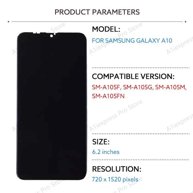 Per Samsung Galaxy A10 A105 Display LCD Touch Screen Digitizer Assembly 6.2 "A105F A105G A105M A105FN LCD Parti di ricambio