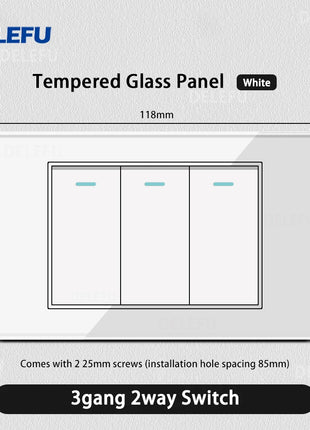 DELEFU Vetro temperato bianco Italia USB TypeC Presa a muro a ricarica rapida Schuko Tuya Wifi Smart Switch Sat TV Tel Campanello Cile