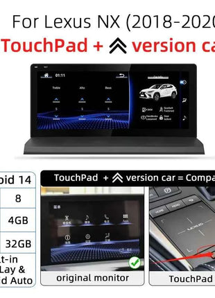 Nunoo Android 14 CarPlay Auto Radio For Lexus NX NX200 NX200T NX300h 2014-2021 Multimedia Navigation GPS DSP 4G WiFi