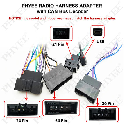 Adattatore per cablaggio radio con decodificatore CAN Bus Cavo connettore da 16 pin a 24 pin per Ford Focus F150 Explorer Fiesta con SYNC
