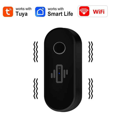 Tuya WiFi Vibration Sensor White Black Door Window Glass Broken Detector Home Security Anti-theft Smart Life APP Real-Time Alert