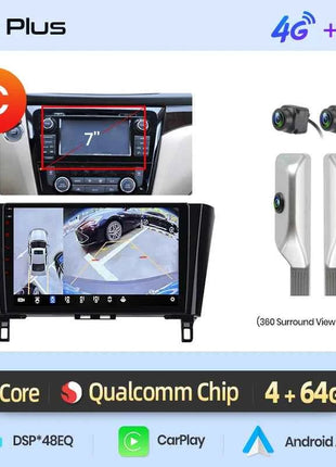 Junsun Qualcomm 8-Core 360° Panoramic Camera Wireless CarPlay Android Auto Car Radio for Nissan Qashqai J11 X-Trail 3 2013-2017
