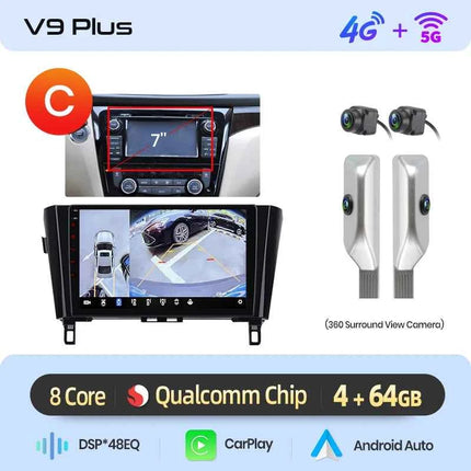 Junsun Qualcomm 8-Core 360° Panoramic Camera Wireless CarPlay Android Auto Car Radio for Nissan Qashqai J11 X-Trail 3 2013-2017