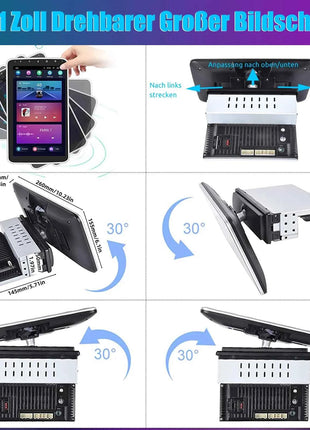 Universal Autoradio MOPECT Android 15 10.1" 360° Touchscreen 1 DIN Wireless CarPlay Android Auto GPS Navi RDS WiFi Mikrofon FM