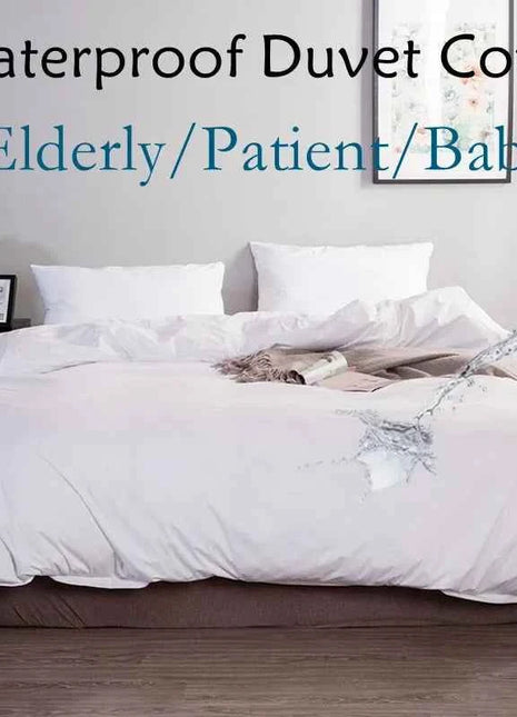 100% Waterproof Duvet Cover Bedding Queen King Quilt Covers For Elderly Patient Baby White Bed Linens Duvetcover 2pcs Pillowcase