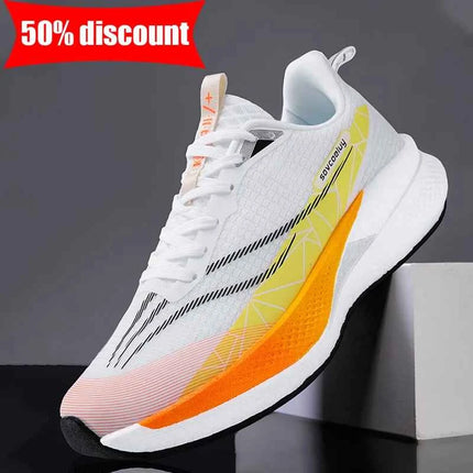 Scarpe sportive da uomo traspiranti con lacci, comode per il fitness quotidiano, scarpe da jogging elastiche, specializzate per l'allenamento all'aperto.