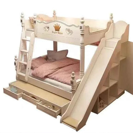 Luxury Castle Princess Children Colourful Bunk Beds Kids' Beds Girl Bunk Bed Furniture Sets For Girls Hello Kitty With Slide