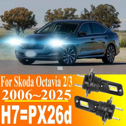 2pcs H7 PX26d Led Headlight Canbus Car Bulb Bright Moto Fog Light Auto Turbo Diode Lamp 12v 55w For Skoda Octavia 2 3 2006~2025