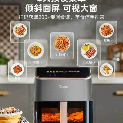 Friggitrice ad Aria Midea AI Grande Capacità - Cottura Intelligente, Visiva, Senza Girare