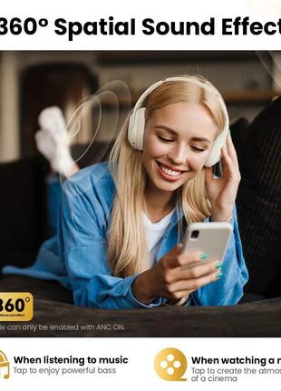 HAYLOU S30 Wireless Bluetooth 5.4 Headphones 43dB Adaptive Noise Cancelling Headsets 40mm Dynamic Driver 80H Playtime Earphones