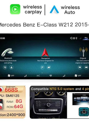Uckazy 12.8" 2400*900 Snapdragon 665 Android 14 Car Multimedia Wireless CarPlay For Mercedes Benz E Class W212 2009 - 2015 Car Radio Player Video DSP Stereo Touch Screen 4G WiFi BT