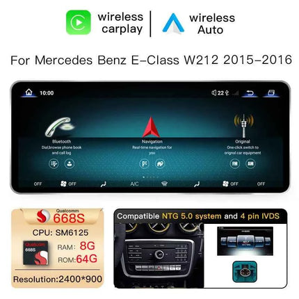 Uckazy 12.8" 2400*900 Snapdragon 665 Android 14 Car Multimedia Wireless CarPlay For Mercedes Benz E Class W212 2009 - 2015 Car Radio Player Video DSP Stereo Touch Screen 4G WiFi BT
