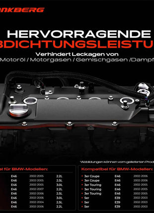 Coperchio valvole Frankberg 1x per BMW Serie 3 E46, Serie 5 E39 E60 E61, Serie 7 E65, X3 E83, X5, Z4 Roadster E53 11120030496