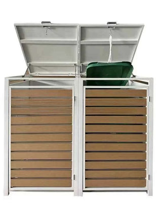 Wheelie Bin Hideaway Store Weatherproof Storage Box Metal Dust Bin Shelter Shed for Backyard Outdoor Patio Garden