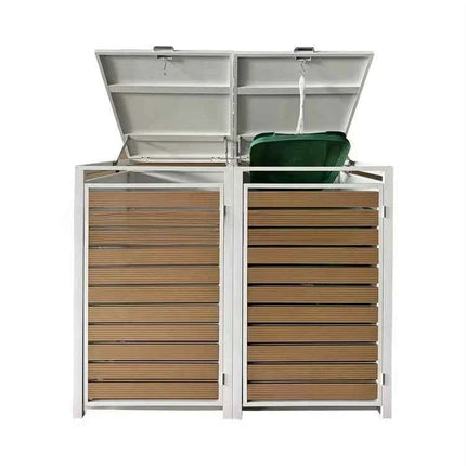 Wheelie Bin Hideaway Store Weatherproof Storage Box Metal Dust Bin Shelter Shed for Backyard Outdoor Patio Garden