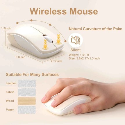 MIKIBY i68 Yellow Wireless Keyboard and Mouse Combo, 2.4G Retro Style Keyboard with Round Keycaps, Lightweight Membrane Keyboard