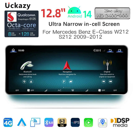 Uckazy 12.8" 2400*900 Snapdragon 665 Android 14 Car Multimedia Wireless CarPlay For Mercedes Benz E Class W212 2009 - 2015 Car Radio Player Video DSP Stereo Touch Screen 4G WiFi BT