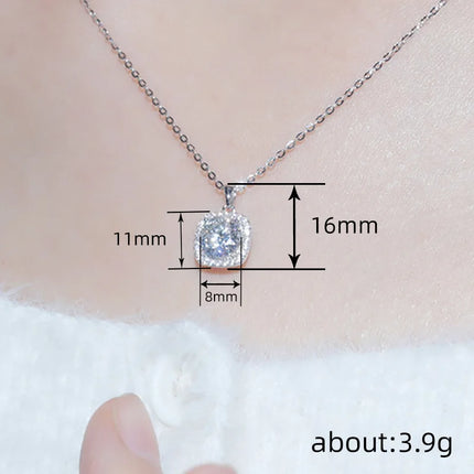 Collana con ciondolo da donna Huitan color argento, a forma di cuscino, accessori per feste di matrimonio, gioielli alla moda con zirconi cubici brillanti intarsiati