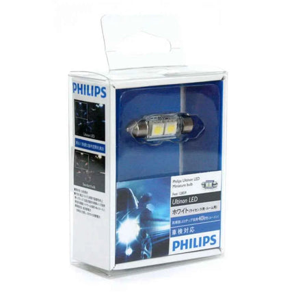 Philips Ultinon LED Fest 36mm 37mm 38mm C5W Festoon 12859 6000K Cool White 2x LED Chips Car Turn Signal Interior Light  (Single)