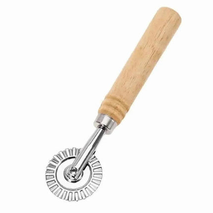 Multifunctional Manual Pizza Lace Rolling Wheel Handheld Zinc Alloy Pie Embossed Edge Cutter Wooden Handle Pasta Mold Cookie