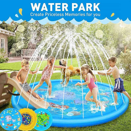 170CM Bambini Paddling Gonfiabile Getto d'acqua Piscina Spiaggia estiva Giochi all'aperto Giocattolo Prato Tappetino per piscina Giocattoli per bambini