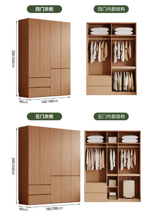 Armadio in Legno Massello di Rovere — Stile Nordico Scandinavo | Guardaroba Modulare per Camera da Letto