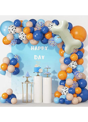 Kit Arco di Palloncini a Tema Bluey da 121 Pezzi con Palloncini a Forma di Zampa di Cane e Osso per Decorazioni Festa di Compleanno per Ragazzi e Ragazze
