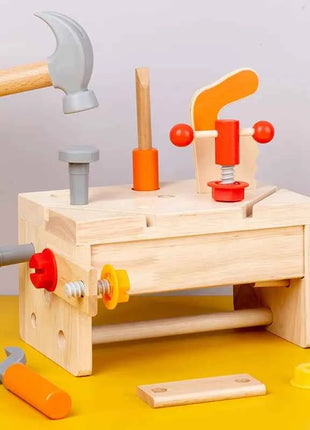 Kids Wooden Tool Bench Set with Repair Tools - Montessori Workbench, Construction & Educational Toy, Christmas Birthday Gifts