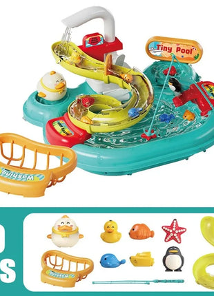 Puzzle per bambini Giochi di imitazione Giocattoli Lavapiatti Giocattoli Regalo Cucina Giocattoli interattivi 2 in 1 Scivolo Pesca Montessori Giocattoli