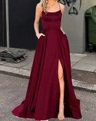 Nuovo per le donne Abito elegante Moda estiva Festa notturna Formale Abito da sera lungo con spalline Abiti da sposa eleganti