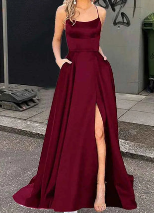 Nuovo per le donne Abito elegante Moda estiva Festa notturna Formale Abito da sera lungo con spalline Abiti da sposa eleganti