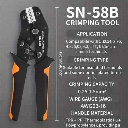 SN-58B 2.8/4.8/6.3 Pinza Crimpatrice a Molla per Connettori Elettrici Isolati Maschio/Femmina, Kit Assortito di Terminali per Cavi