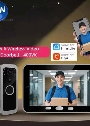 Yuezhe Tuya Smart Life Videocitofono WiFi Campanello PIR Telecamera 2MP Sistema citofonico di sicurezza per porta wireless impermeabile esterno Monitor da 5'