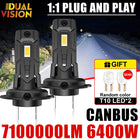 Turbo Fan H7 LED Lights 16PCS 7535 CSP Car Headlight T10 Bulb 6400W 7100000LM 6000K Cool White Auto Light Kits 12V Led Plug&Play
