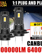 Turbo Fan H7 LED Lights 16PCS 7535 CSP Car Headlight T10 Bulb 6400W 7100000LM 6000K Cool White Auto Light Kits 12V Led Plug&Play