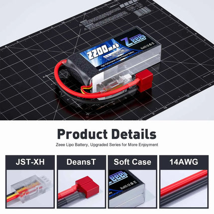 Zeee 2S 2200mAh Shorty RC Lipo Battery 7.4V 50C T/XT60 Plug Softcase RC Car Truck Buggy FPV Drone Helicopter Airplane RC Parts