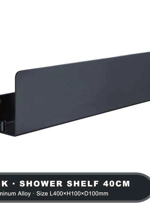Black Bathroom Organizer Shelf With Hooks Aluminum Kitchen Decoration Shelves On Wall Shower Storage Rack Wall Mount
