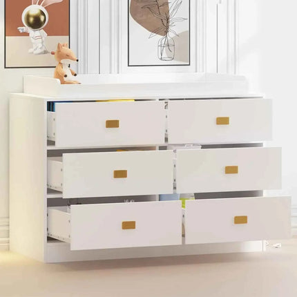 A Nursery Furniture Wood Changing Table Dresser 6 Drawers With Changing Station Tray