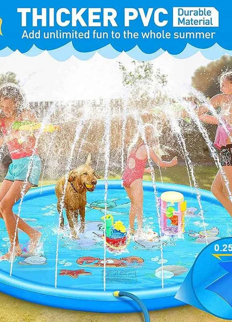 170CM Bambini Paddling Gonfiabile Getto d'acqua Piscina Spiaggia estiva Giochi all'aperto Giocattolo Prato Tappetino per piscina Giocattoli per bambini