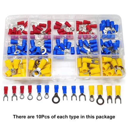 Connettore cavo isolato Cavo elettrico a crimpare Anello di testa a forcella Set anello Cappe a crimpare elettriche Terminali arrotolati Kit assortito
