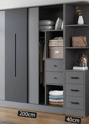 Nuovi Modelli di Armadio ad Angolo dal Design Semplice con Cassetti per lo Stoccaggio, Prezzo all'Ingrosso, Guardaroba in Legno Grigio Personalizzato per Camera da Letto