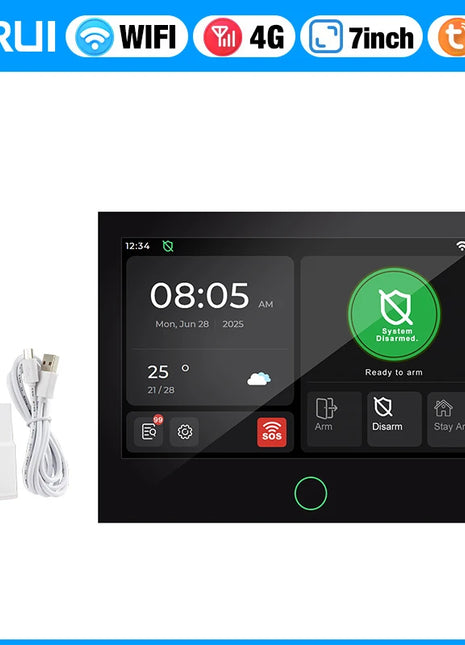 Sistema di Allarme Domestico KERUI 4G/WiFi GSM con Pannello Touch Screen IPS da 7 Pollici Compatibile con Tuya Sistema di Allarme Wireless Antifurto
