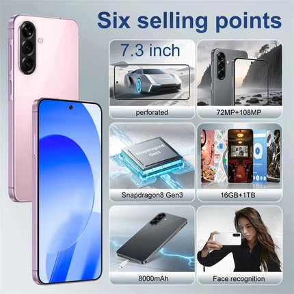 W&O A56 4GMobile phone 8000mAh 26MP Camera Cellphone  Smartphone Global Version Android 14 Dual SIM 7.3 Inch HD+ 16GB+1TB
