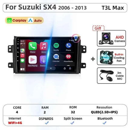 Srnubi Car Radio For Suzuki SX4 Cross 2006-2013 For Fiat Sedici Carplay Android Auto Radio Multimedia Player 4G Wifi GPS 2 Din